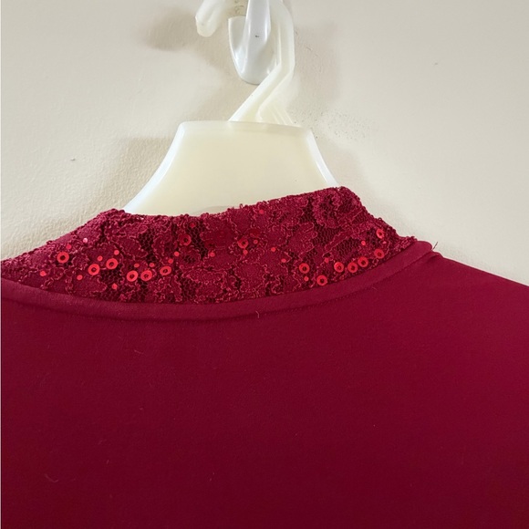 Catherines Deep Red Lace-Trimmed Robe - Picture 6 of 7